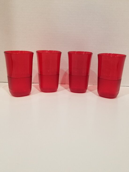 Tupperware Other - Tupperware Clearly Elegant Tumblers, Garnet Red, Set of 4, EUC